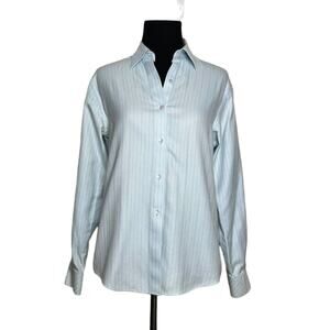 Talbots baby blue cotton wrinkle resistant long sleeves button shirt size 2